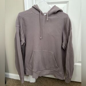TNA Aritzia Waffle 100% Cotton Pullover Hoodie in Grey Women’s Medium